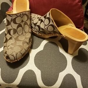 Coach Signature Wooden Clogs